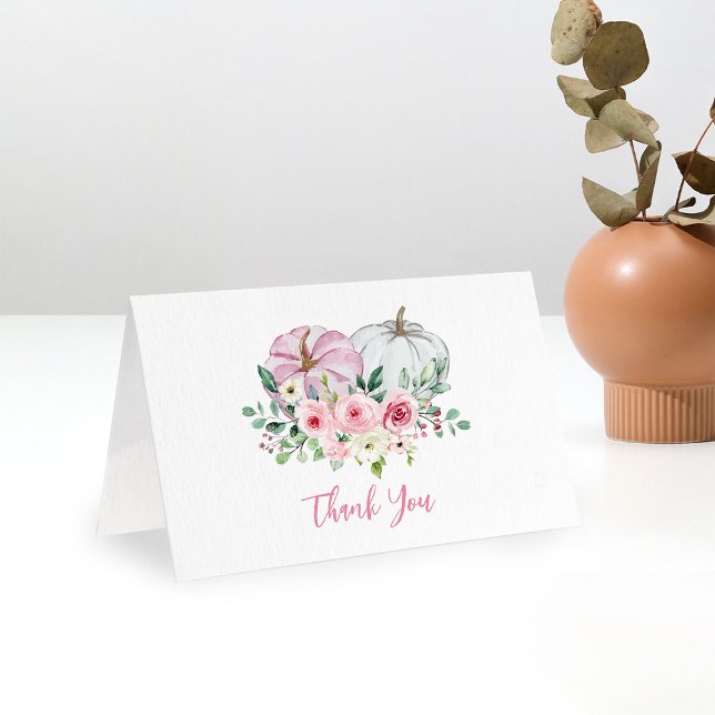 Cartão De Agradecimento Chá de fraldas rosa-abóbora (Criador carregado)