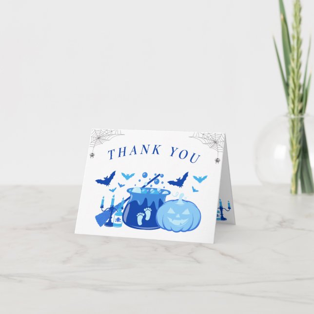 Cartão De Agradecimento Chá de fraldas Rosa De Bruxa De Halloween Obrigado (Frente)