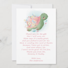 Cartão De Agradecimento Chá de fraldas Rosa de Tartaruga Floral