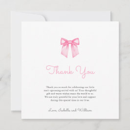 Cartão De Agradecimento Chá de fraldas rosa macio elegante