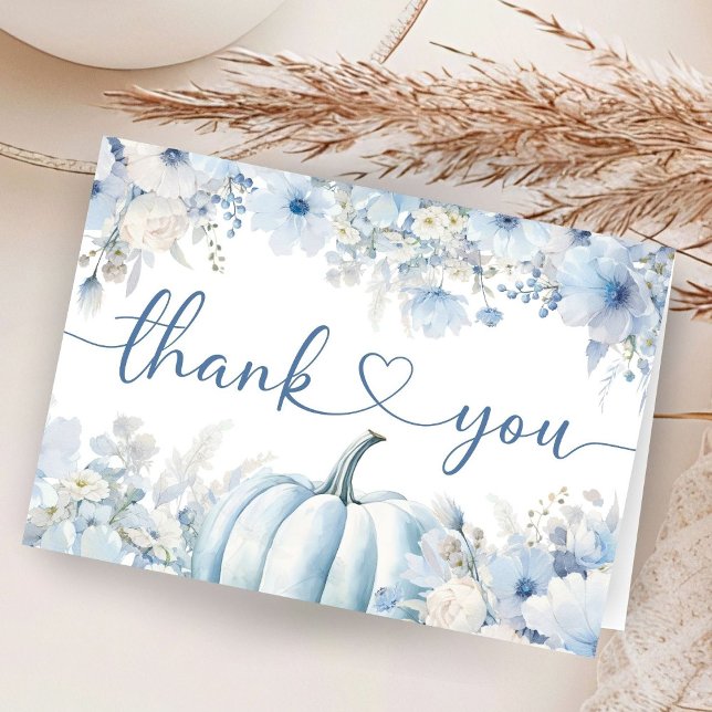 Cartão De Agradecimento Chá de fraldas Rosa Pumpkin Dobrado Obrigado (Criador carregado)