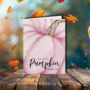 Cartão De Agradecimento Chá de fraldas Rosa Pumpkin Girl