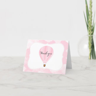 Cartão De Agradecimento Chá de fraldas Rosa Quente Balão de Ar Obrigado