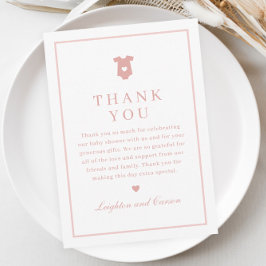 Cartão De Agradecimento Chá de fraldas Rosa Simples