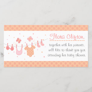 Cartão De Agradecimento Chá de fraldas: Roupa do bebê no clothesline