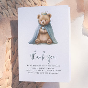 Cartão De Agradecimento Chá de fraldas Royal Teddy Bear Prince