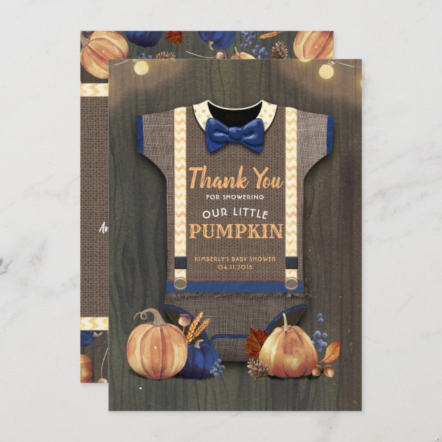 Cartão De Agradecimento Chá de fraldas Russo Cair Bompkins Bonito Obrigado (Frente/Verso)