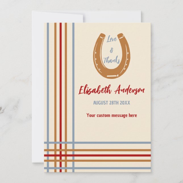 Cartão De Agradecimento Chá de fraldas russo de ferradura ocidental (Frente)