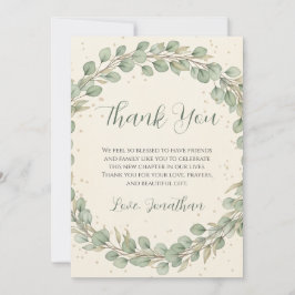 Cartão De Agradecimento Chá de fraldas Russo Eucalyptus Wreath Obrigado