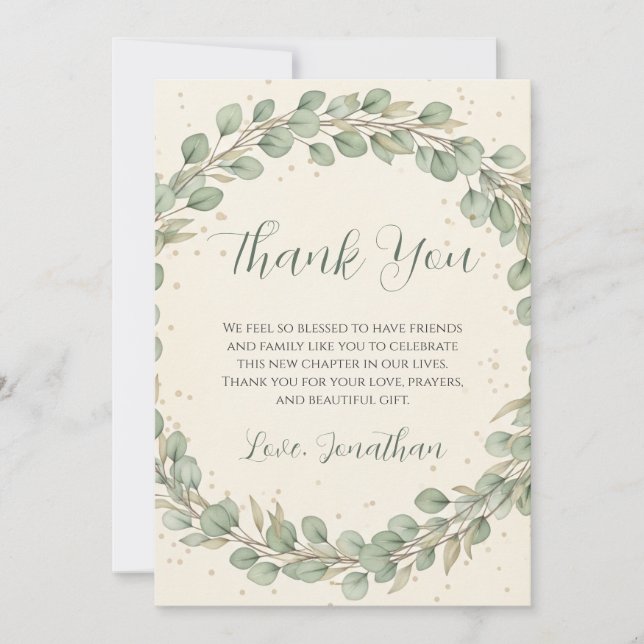 Cartão De Agradecimento Chá de fraldas Russo Eucalyptus Wreath Obrigado (Frente)