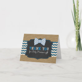 Cartão De Agradecimento Chá de fraldas Rustic Bowtie obrigado você com poe