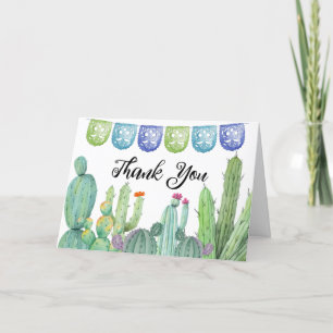 Cartão De Agradecimento Chá de fraldas Rustic Greenery Taco Fiesta Cactus