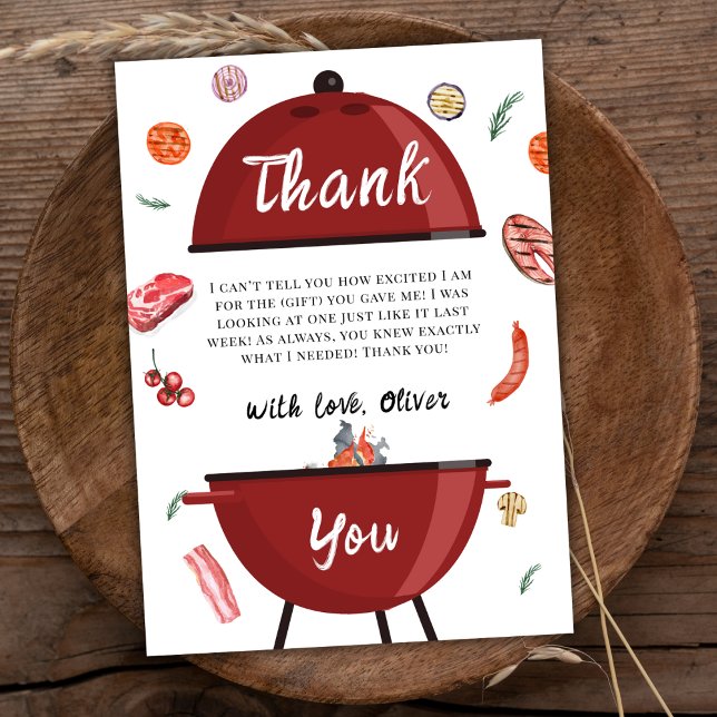 Cartão De Agradecimento Chá de fraldas Rustic Modern Outdoor de CHURRASCO (Rustic Modern Outdoor Backyard BBQ Baby Shower Thank You Card)