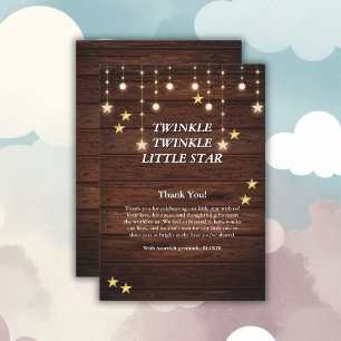 Cartão De Agradecimento Chá de fraldas Rustic Twinkle Twinkle Little Star