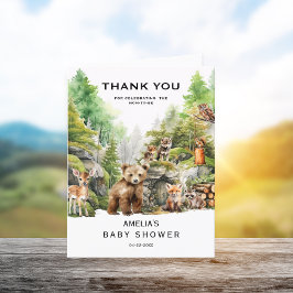 Cartão De Agradecimento Chá de fraldas Rustic Woodland Watercolor