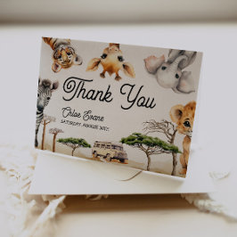 Cartão De Agradecimento Chá de fraldas Safari