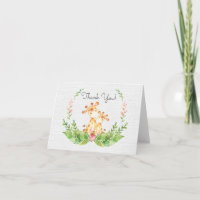 Chá de fraldas Safari Giraffe Obrigado Nota