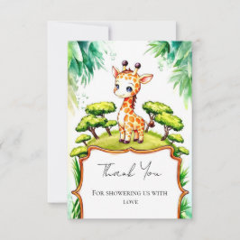 Cartão De Agradecimento Chá de fraldas Safari Giraffe Simples
