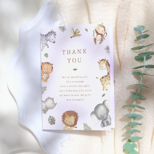 Cartão De Agradecimento Chá de fraldas Selvagem de Animais Safari