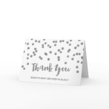 Chá de fraldas Silver Confetti Obrigado