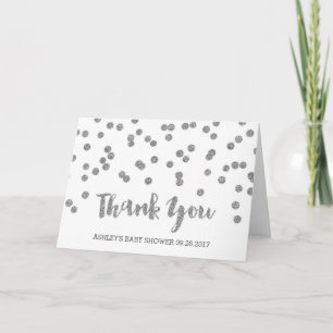 Cartão De Agradecimento Chá de fraldas Silver Confetti Obrigado