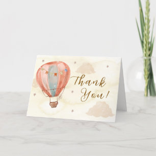 Cartão De Agradecimento Chá de fraldas Simples Boho Vintage de Balão de Ar