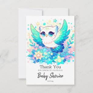 Cartão De Agradecimento Chá de fraldas Simples de Coruja Doce