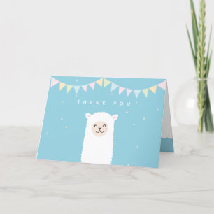 Cartão De Agradecimento Chá de fraldas Simples Elegante Alpaca Llama