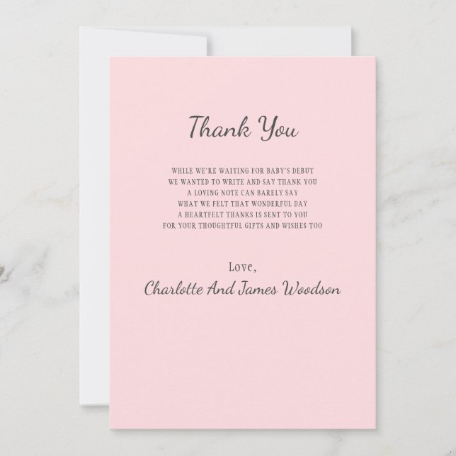 Cartão De Agradecimento Chá de fraldas Simples Obrigado (Frente)