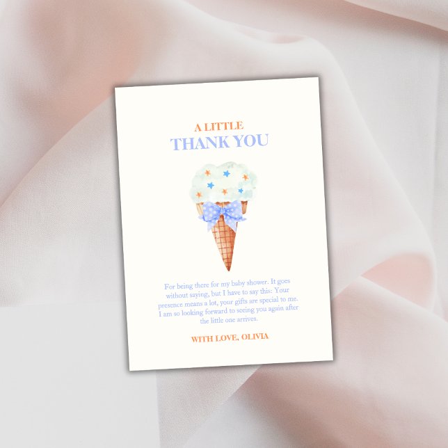 Cartão De Agradecimento Chá de fraldas Sorvete Arco Estrela Retro Verão (Summer Retro Bow Star Ice Cream Baby Shower Thank You Card)