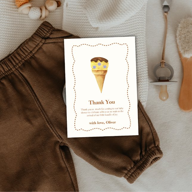 Cartão De Agradecimento Chá de fraldas Sorvete de Frame Summer Scoop (Frame Summer Scoop Ice Cream Boy Baby Shower Thank You Card)