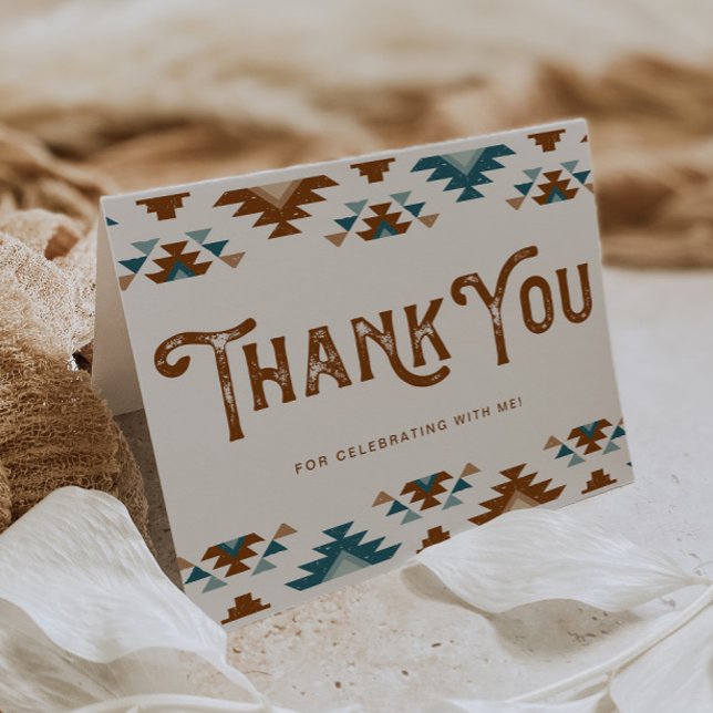 Cartão De Agradecimento Chá de fraldas Sudoeste Obrigado | Bebê cowboy (Criador carregado)