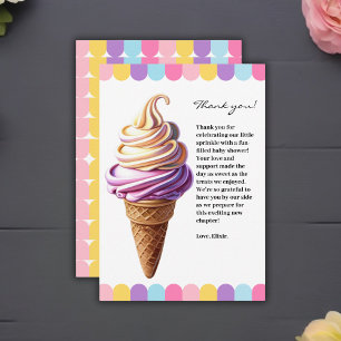Cartão De Agradecimento Chá de fraldas Sundae Sorvete Colorido de Pastel