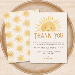 Cartão De Agradecimento Chá de fraldas Sunshine