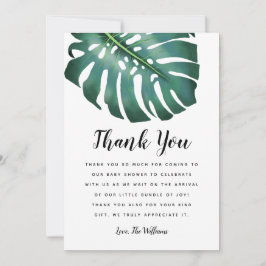 Cartão De Agradecimento Chá de fraldas Tema Tropical Verde