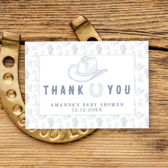 Cartão De Agradecimento Chá de fraldas Toile De Jouy Cowboy Obrigado (Criador carregado)