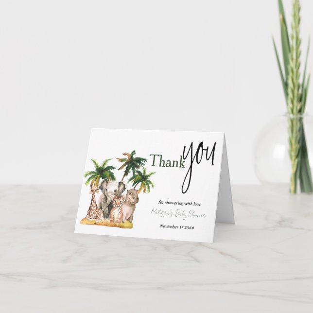 Cartão De Agradecimento Chá de fraldas tropical de Safari Wils (Frente)