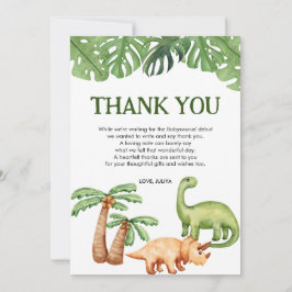Cartão De Agradecimento Chá de fraldas Tropical do Menino do Dinossauro