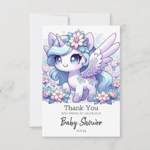 Cartão De Agradecimento Chá de fraldas Unicorn