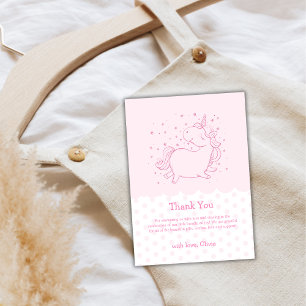 Cartão De Agradecimento Chá de fraldas Unicorn Bolinhas Moderno Pink Paste