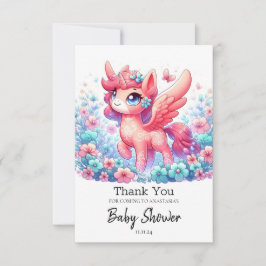 Cartão De Agradecimento Chá de fraldas Unicórnio Moderno Adorável