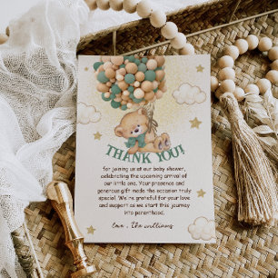 Cartão De Agradecimento Chá de fraldas Verde-Castanho