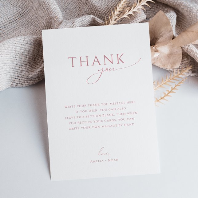 Cartão De Agradecimento Chá de fraldas Vertical Piscante Dusty Rosa (Criador carregado)