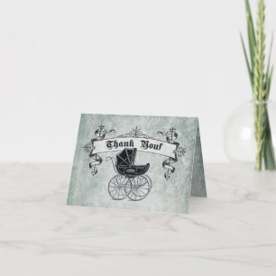 Cartão De Agradecimento Chá de fraldas Vintage Obrigado Nota Placa II