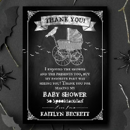 Cartão De Agradecimento Chá de fraldas Vintage Stroller Halloween