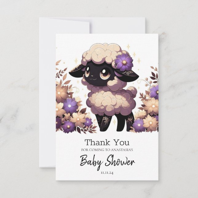 Cartão De Agradecimento Chá de fraldas Whimsical Sheep (Frente)