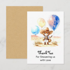 Cartão De Agradecimento Chá de fraldas Wild West Adventure Boy