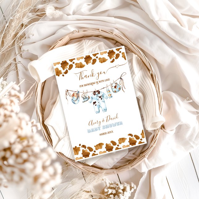 Cartão De Agradecimento Chá de fraldas Wild West Boy do Little Cowboy Clot (Criador carregado)