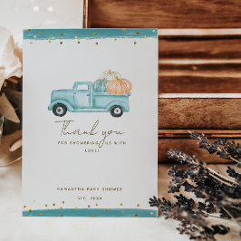 Cartão De Agradecimento Chá de Menino de Queda Moderna Minimalista da Abób