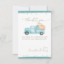 Cartão De Agradecimento Chá de Menino de Queda Moderna Minimalista da Abób